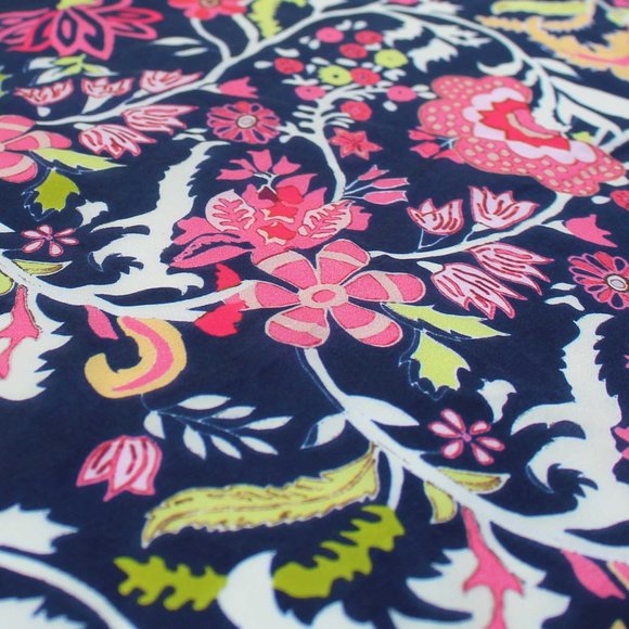 NWT Navy Blue Floral 100% Silk Bandana - Picture 4 of 4